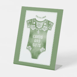 Cielito Lindoセージ赤ちゃんシャワーカードとギフト 台座サイン