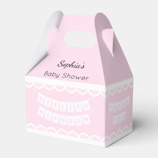 Cielito Lindoピンクベビーシャワー フェイバーボックス (正面サイド)
