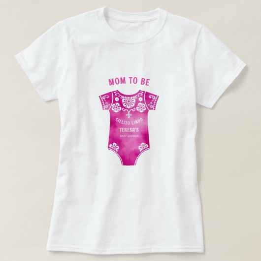 Cielito Lindoボディスーツの女の子の赤ちゃんシャワー母になる Tシャツ (デザイン正面)