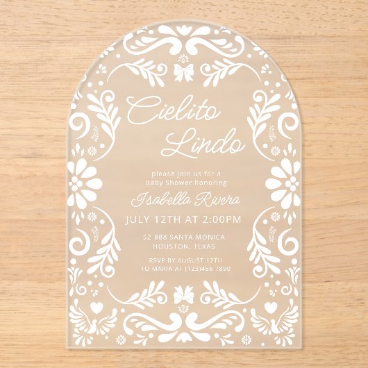 Cielito Lindoメキシコかわいい赤ちゃんシャワー アクリル招待状 (正面)
