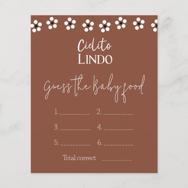 Cielito Lindoメキシコの赤ちゃんシャワー食品ゲームを推測 (正面)