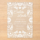 Cielito Lindoメキシコ白い赤ちゃんシャワー アクリル招待状 (正面)