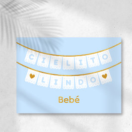 Cielito Lindo ブルー ベイビーおめでとうカード 箔グリーティングカード