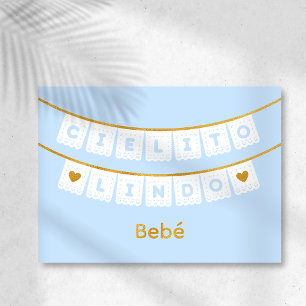 Cielito Lindo ブルー ベイビーおめでとうカード 箔グリーティングカード