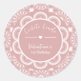 Cielito Lindo 1歳の誕生日 ピンク ラウンドシール