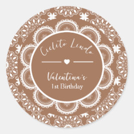 Cielito Lindo 1歳の誕生日 ブラウン ラウンドシール