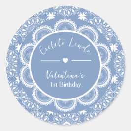 Cielito Lindo 1歳の誕生日 ブルー ラウンドシール