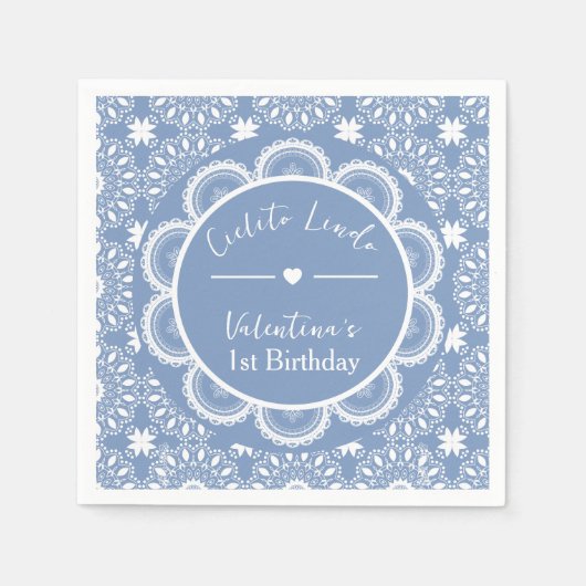 Cielito Lindo 1st Birthday Blue スタンダードカクテルナプキン (正面)