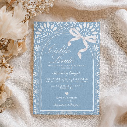 Cielito Lindo Baby Shower Blue Papel Picado 招待状