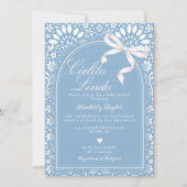 Cielito Lindo Baby Shower Blue Papel Picado 招待状 (正面)