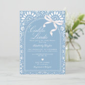 Cielito Lindo Baby Shower Blue Papel Picado 招待状 (スタンド正面)