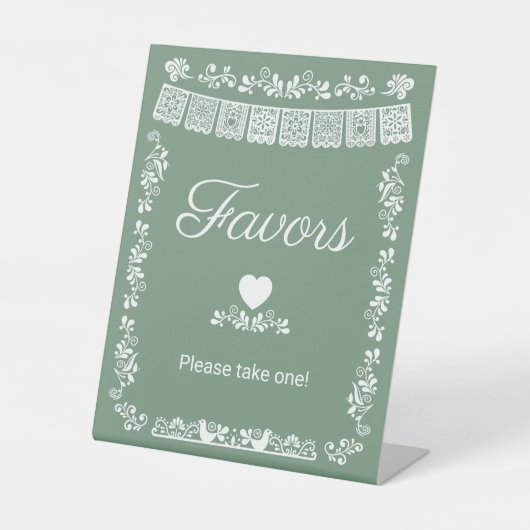 Cielito Lindo Baby Shower Favors Sage Green 台座サイン (正面)