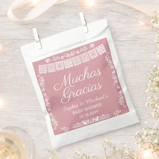 Cielito Lindo Baby Shower Muchas Gracias フェイバーバッグ (クリップ留めされた状態)