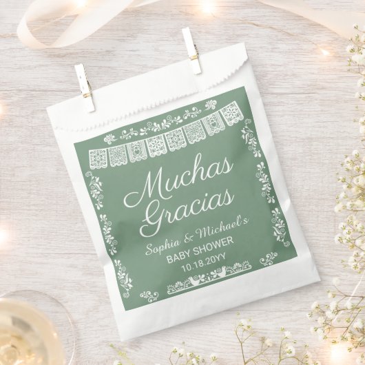 Cielito Lindo Baby Shower Muchas Gracias フェイバーバッグ (クリップ留めされた状態)