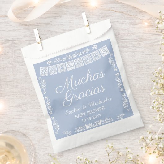 Cielito Lindo Baby Shower Muchas Gracias フェイバーバッグ (クリップ留めされた状態)