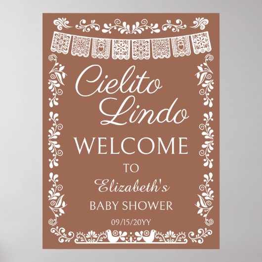 Cielito Lindo Baby Shower Terracotta Welcome ポスター (正面)