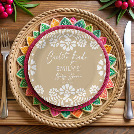 Cielito lindo beigeメキシコのフェスタの赤ちゃんシャワー ペーパープレート