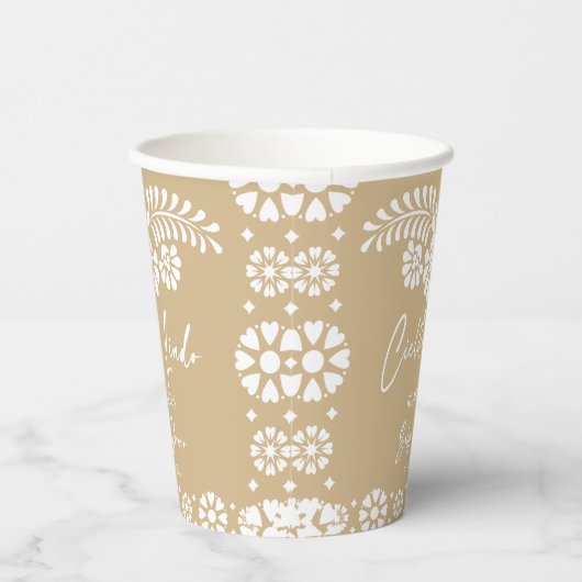 Cielito lindo beigeメキシコの赤ちゃんシャワーカスタマイズ 紙コップ (右)