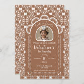 Cielito Lindo Beige 1st Birthday Photo 招待状 (正面/裏面)