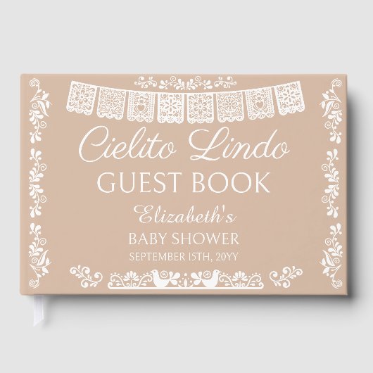 Cielito Lindo Beige Baby Shower ゲストブック (正面)