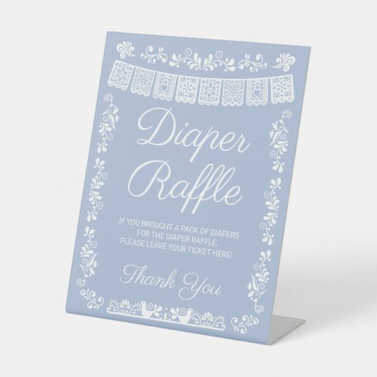 Cielito Lindo Blue Baby Shower Diaper Raffle Sign 台座サイン (正面)