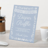Cielito Lindo Blue Baby Shower Diaper Raffle Sign 台座サイン (インサイチュ)