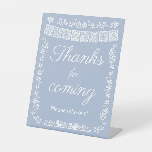 Cielito Lindo Blue Baby Shower Thanks for coming 台座サイン (正面)
