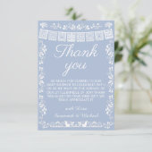 Cielito Lindo Blue Papel Picado Baby Shower サンキューカード (スタンド正面)