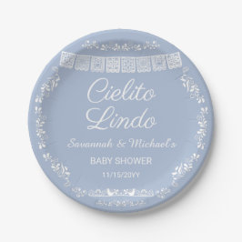 Cielito Lindo Blue Papel Picado Baby Shower ペーパープレート