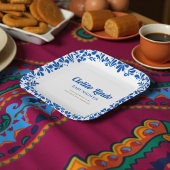 Cielito Lindo Blue Talavera Floral Baby Shower  ペーパープレート