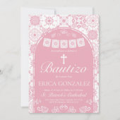 Cielito Lindo Blush Pink Bautizo Talavera 招待状 (正面)