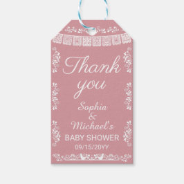Cielito Lindo Blush Pink Papel Picado Baby Shower ギフトタグ