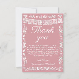 Cielito Lindo Blush Pink Papel Picado Baby Shower サンキューカード