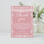 Cielito Lindo Blush Pink Papel Picado Baby Shower サンキューカード (スタンド正面)