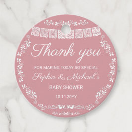 Cielito Lindo Blush Pink Papel Picado Baby Shower フェイバータグ
