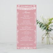 Cielito Lindo Blush Pink Papel Picado Baby Shower メニュー (スタンド正面)