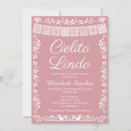 Cielito Lindo Blush Pink Papel Picado Baby Shower 招待状
