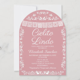 Cielito Lindo Blush Pink Papel Picado Baby Shower 招待状