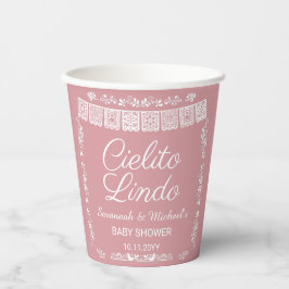 Cielito Lindo Blush Pink Papel Picado Baby Shower 紙コップ