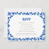 Cielito Lindo Bold Blue Geometric RSVP Card (正面)