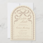 Cielito Lindo Cream Tan Papel Picado Baby Shower 招待状 (正面)