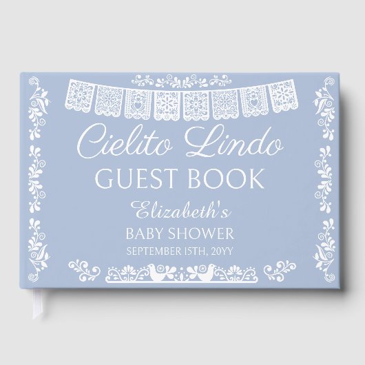 Cielito Lindo Dusty Blue Baby Shower ゲストブック (正面)