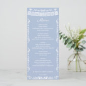 Cielito Lindo Dusty Blue Papel Picado Baby Shower メニュー (スタンド正面)