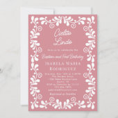 Cielito Lindo Dusty Pink Baptism & First Birthday 招待状 (正面)