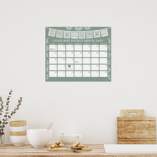 Cielito Lindo Guess the due Date calendar ポスター (キッチン)
