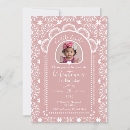 Cielito Lindo Invitation 1st Birthday With Photo 招待状 (正面)