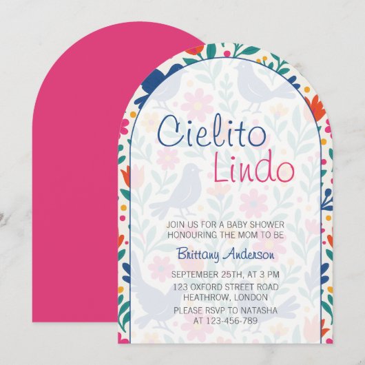 Cielito Lindo Mexicanベビーシャワー 招待状 (正面/裏面)