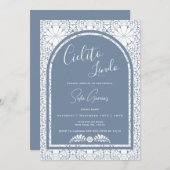 Cielito Lindo Mexican Blue Folk Art Invitation シーズンカード (正面/裏面)