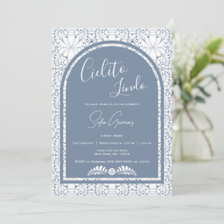 Cielito Lindo Mexican Blue Folk Art Invitation シーズンカード