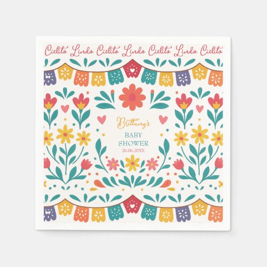 Cielito Lindo Mexican Colorful Baby Shower  スタンダードカクテルナプキン (正面)